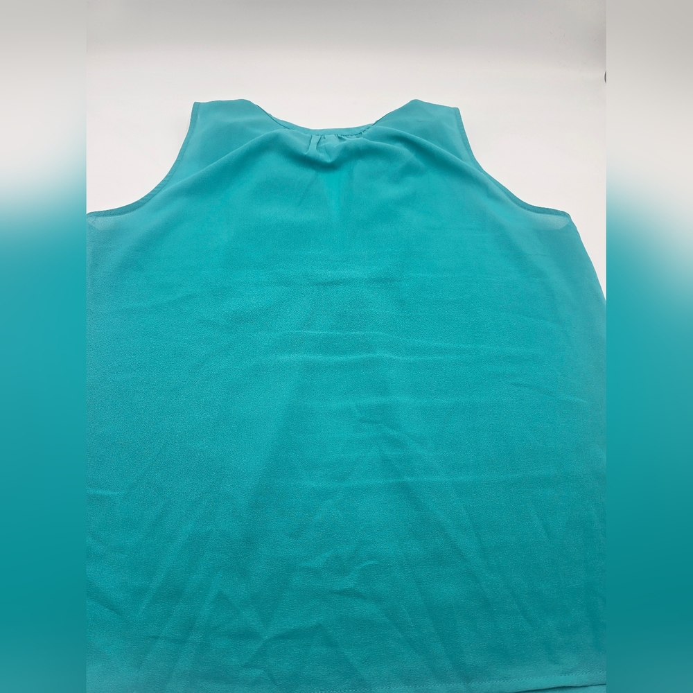 Market & Spruce Womens Green Sleeveless Embroidered Notch V-Neck Top L - Picture 7 of 12